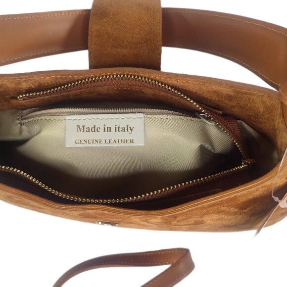 Genuine Charlie Leather “Stazalina” Small Handbag & Crossbody–Cognac/Brown-NWT - Picture 7 of 13